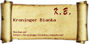 Kroninger Bianka névjegykártya